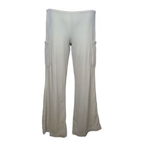 VINTAGE La Senza ivory velvet‎ wide leg low rise pull on cargo pant XS/S